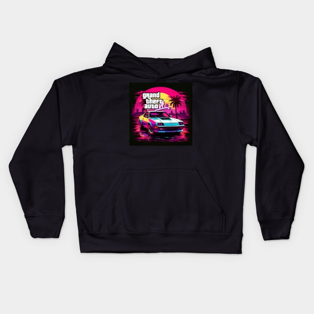 GTA 6 Kids Hoodie by Buff Geeks Art